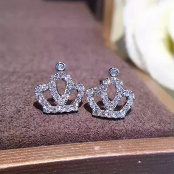 Cute 925 Silver,Gold Plated Stud Earring Cubic Zircon Women Gift A Pair