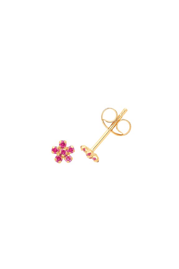 Cute 9k Rose Gold Women Flower Stud Earrings with Cubic Zirconia/CZ - 4mm*4mm