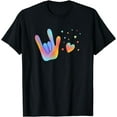thumbnail image 1 of Cute ASL, HOH, American Sign Language, Love Heart Sign T-Shirt, 1 of 4