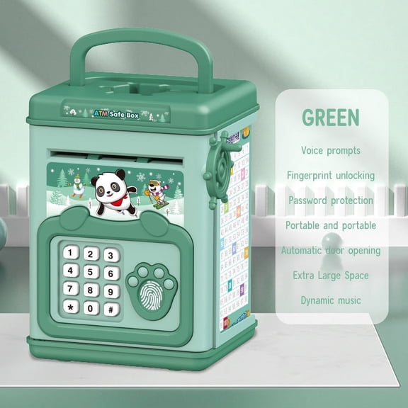 Cute ATM Machine with Fingerprint Password Safe Box with Handle ATM Music Coin Box Bank With Fingerprint Digital