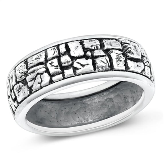 Cute Abstract Cobblestone Pattern Ring .925 Sterling Silver Band Jewelry Female Male Unisex Size 10