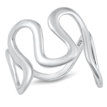 Cute Abstract Freeform Ring .925 High Polished Sterling Silver Band Jewelry Female Male Size 6