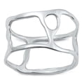 thumbnail image 1 of Cute Abstract Ring .925 High Polished Sterling Silver Melted Band Jewelry Female Male Unisex Size 10, 1 of 4