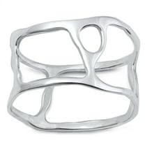 Cute Abstract Ring .925 High Polished Sterling Silver Melted Band Jewelry Female Male Unisex Size 9
