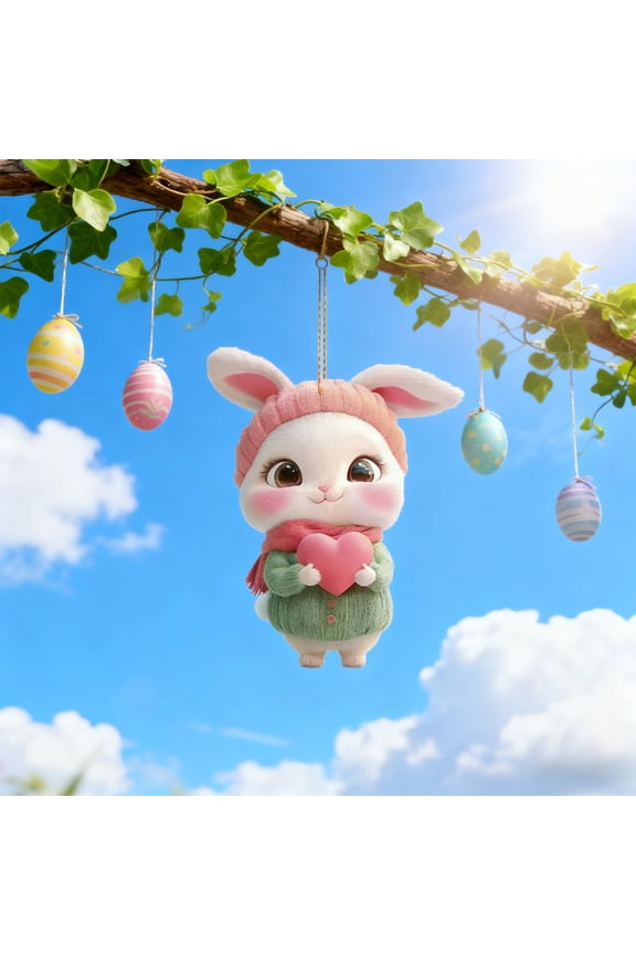 Cute Acrylic Bunny Pendant – Easter and Valentine’s Day Charm for Keychain, Car Mirror, or Backpack, Gift for Family, Friend, Colleagues, or Spouse