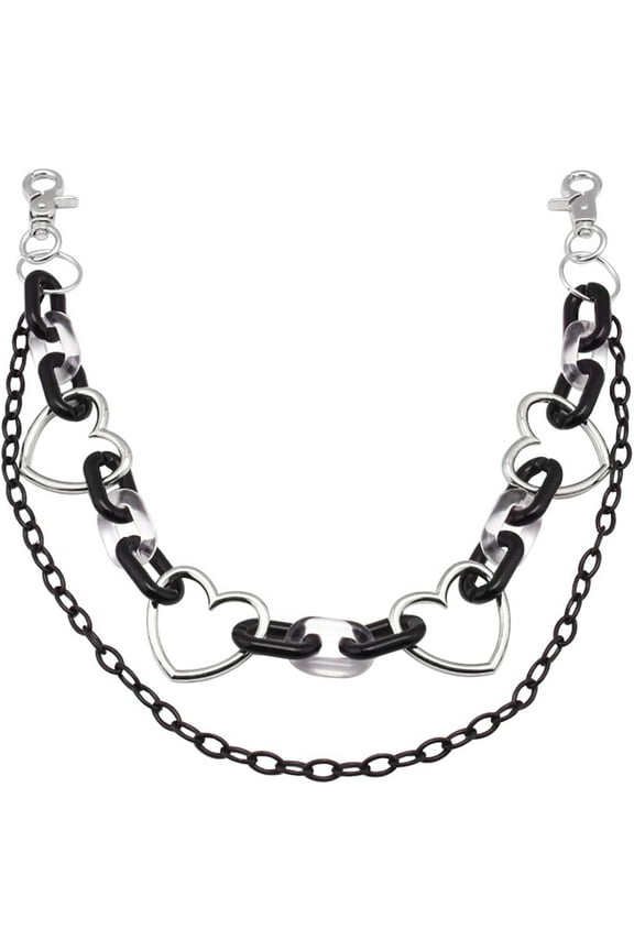 Cute Acrylic Chain for Pants, ITA Bag Charms, Goth Punk Hip-Hop Metal Heart Star Chain for Men and Women