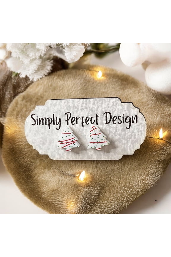 Christmas Tree Cake Shape Earrings, Cute Holiday Gifts for Women