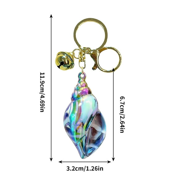 Cute Acrylic Conch Keychain with Colorful Design, Large Key Ring for Car Keys and Backpacks, Decorative Pendant with Rhinestone Details, Lightweight and Durable for Daily Use