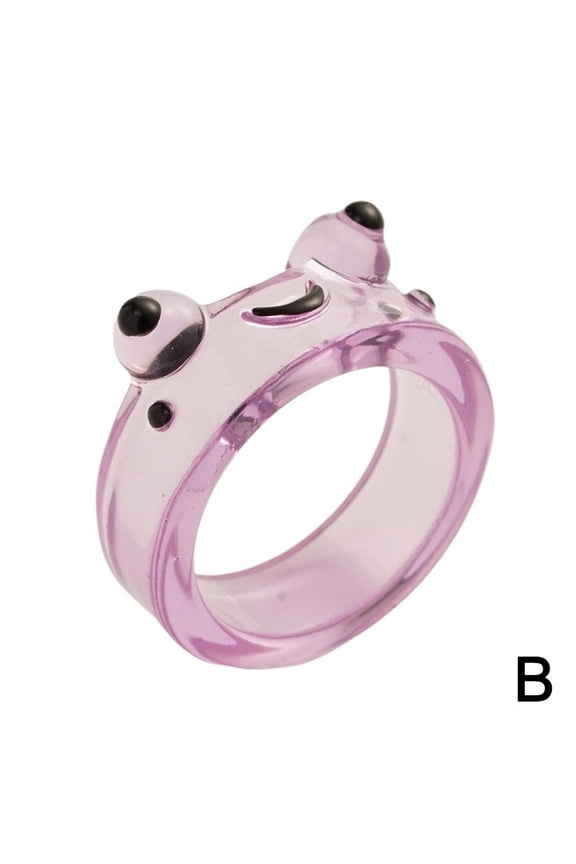 Cute Acrylic Green Frog Animal Finger Resin Rings Women Party Men Jewelry