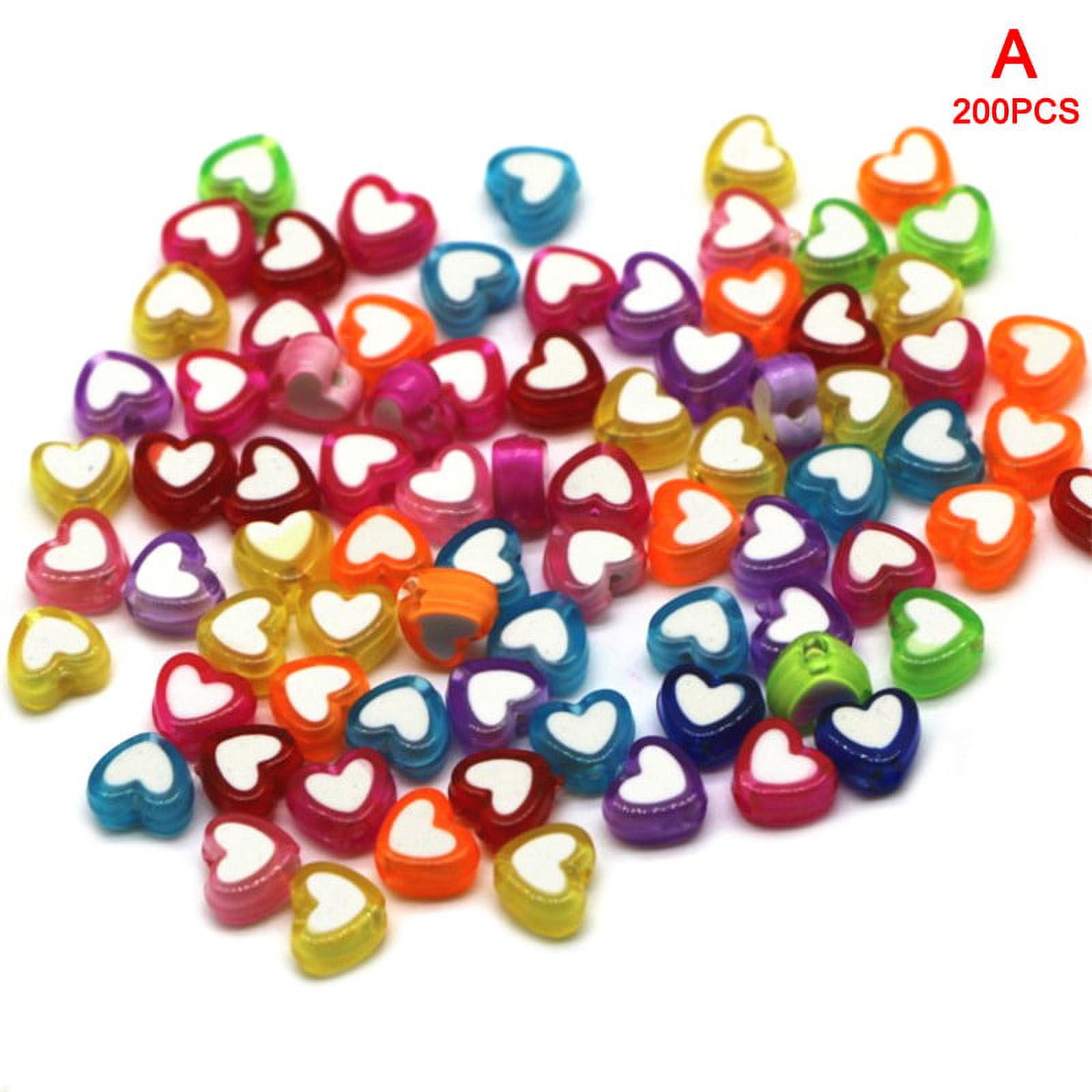  Melius 500pcs Acrylic Heart Beads for Bracelets Jewelry Making  DIY Crafts (4 * 7 Round, Gold Heart)