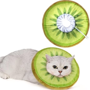 Adjustable Cat Cone Collar Soft, Cute Cat Donut Collar After Surgery, Kitten Recovery Cones to Stop Licking, kiwifruit S