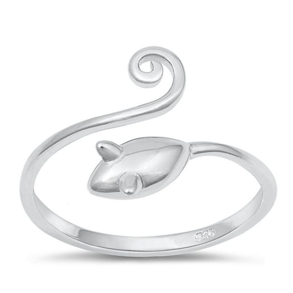 Cute Adjustable Mouse Ring Wholesale .925 Sterling Silver Band Jewelry Female Male Unisex Size 10