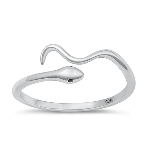 Cute Adjustable Snake Ring 925 High Polished Sterling Silver Band Jewelry Female Male Unisex Size 8