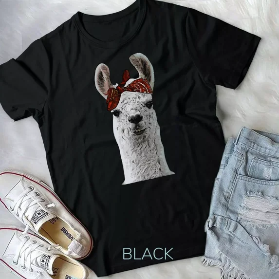 Cute & Adorable Gangster Bandana Llama Unisex T-shirt