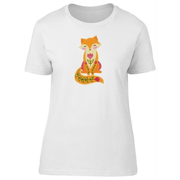Cute Adorable Happy Floral Fox Tee Women's -Image by Shutterstock