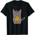 thumbnail image 1 of Cute Adorable Kitty Cat Eating Pepperoni Pizza Slice T-Shirt, 1 of 3