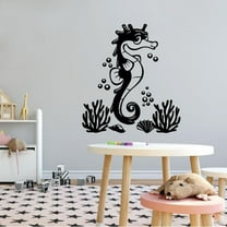 Cute Adorable Seahorse BubblesUnderwater Silhouette Drawing Cartoon Vinyl Wall Decal Wall Sticker Wall Art Home Decoration Fun Home Decoration For Girls Boys Kids Room House Décor Size (30x30 inch)