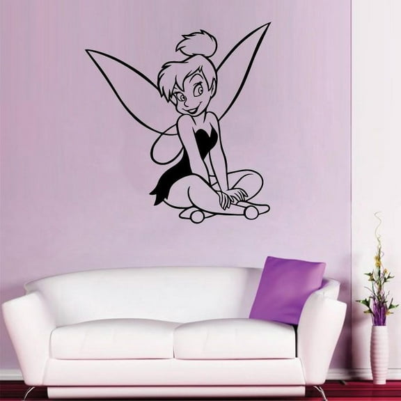 Cute And Adorable Tinkerbell Fairy Pixie Dust Tinkerbell Kids Movie Character Tinkerbell Silhouette Vinyl Wall Art Sticker Decoration Decal For Home Kids Baby Girls Childrens Room Size (20x20 inch)