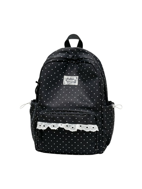 Cute Aesthetic Backpack Cute Backpack with Lace Large Laptop Daypack Cute Supplie Birthday Gift 2026 Back to School Backpack(01_Black,NaN)