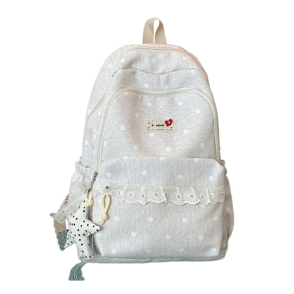 Cute Backpack Cute Backpack with Lace Large Laptop Daypack with Cute Accessories Daypack Travel Back-to-School(A19_Light Gray,One Size)