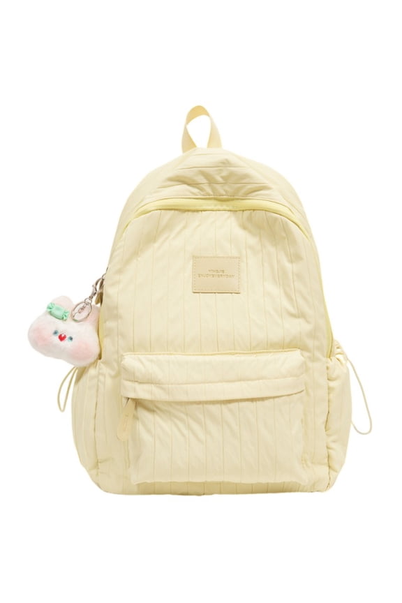 Cute Aesthetic Backpack, Solid Color Daypack with Drawstring Side Pockets, Lightweight Breathable Bookbag for Shopping Work College (Brown)