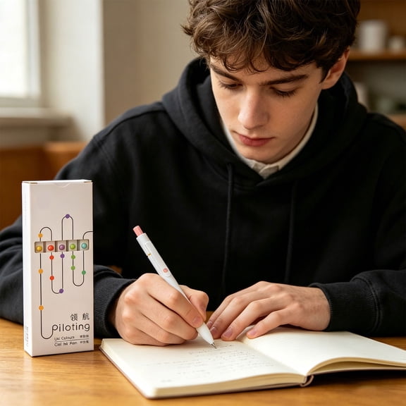 Cute Aesthetic Click Gel Pens 0.5mm Fine Point Retractable Smooth Quick-Dry Ink Pens, No Smear Writing Pens for Students Note Taking Journaling Office Drawing Students Teens Stationery Set, D-5PC