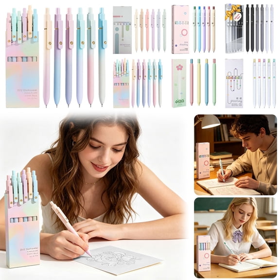Cute Aesthetic Click Pens 0.5mm Fine Point Gel Ink Smooth Writing Retractable Pen for Scho ol Journaling Note Taking Office Stationery Supplies 4Pcs