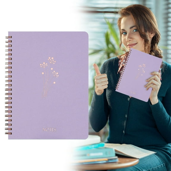 Cute Aesthetic Flower Spiral Notebook 8x6 College Ruled Lined Journal with Large Pockets Perfect Supplies for Work School Organization(G)
