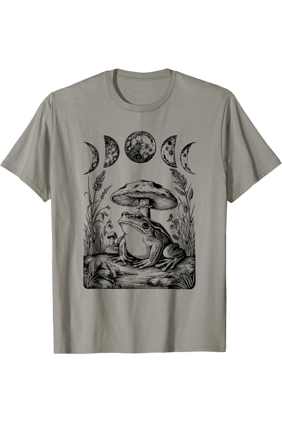 Cute Aesthetic Frog Mushroom Moon Witchy Vintage Cottagecore T-Shirt