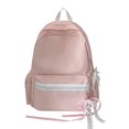 thumbnail image 1 of Cute Aesthetic School Backpack, Solid Color Backpack with Zippered Side Pocket, Waterproof Bookbag for Middle School College (Pink), 1 of 10