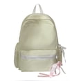thumbnail image 1 of Cute Aesthetic School Backpack, Solid Color Backpack with Zippered Side Pocket, Waterproof Bookbag for Middle School College (Yellow), 1 of 8