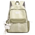thumbnail image 1 of Cute Aesthetic School Backpack, Spacious Backpack with Pendant, Lightweight Breathable Bookbag for Middle School College (Green), 1 of 5