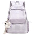 thumbnail image 1 of Cute Aesthetic School Backpack, Spacious Backpack with Pendant, Lightweight Breathable Bookbag for Middle School College (Purple), 1 of 4