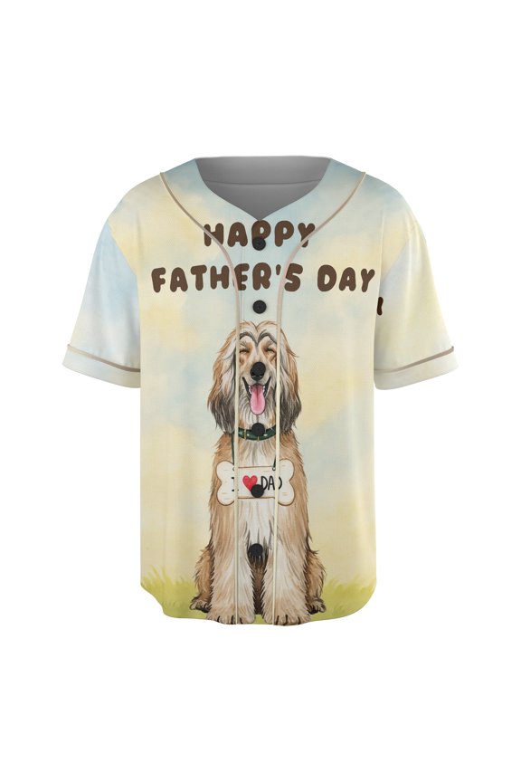 Cute Afghan Hound Loves Dad Happy Father's Day All Over Print 3D Baseball Shirt Dog Lover Softball Sport - 12008