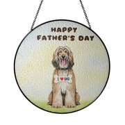 Cute Afghan Hound Loves Dad Happy Fathers Day Stained Glass Suncatcher Dog Lover Window Hanging Sign Decor - 12008