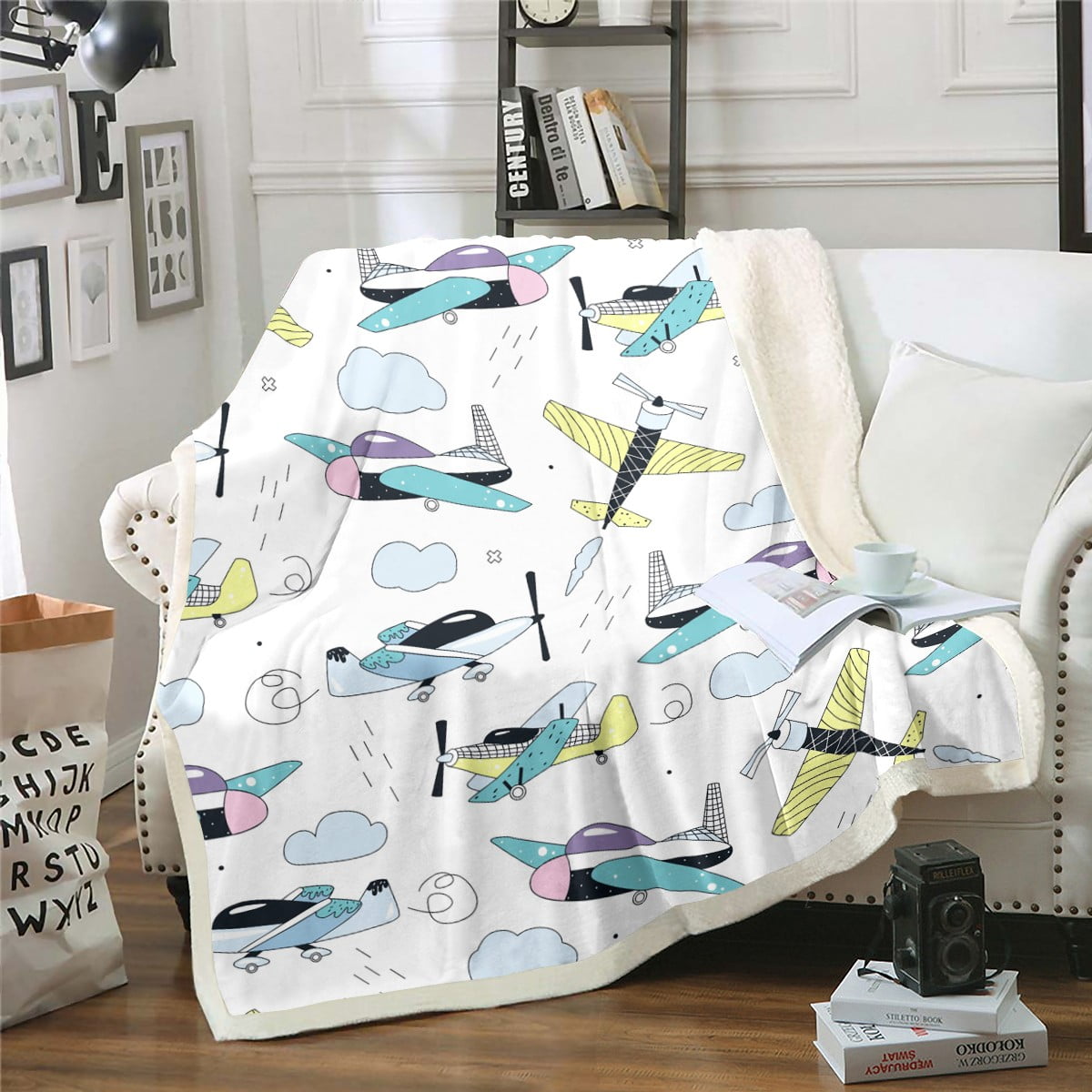 Cute Aircraft Blanket Cartoon Airplane Sketch 40"x50" Throw Blanket for ...