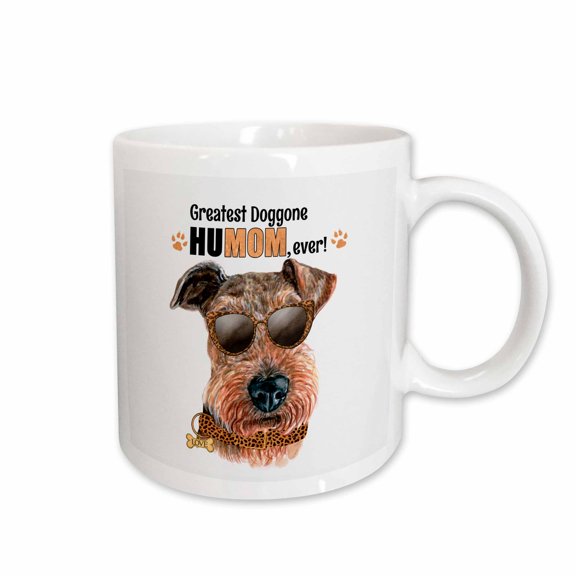 3drose, Cute Airedale Terrier Dog in Cheetah Print for Mothers Day, 11oz Mug