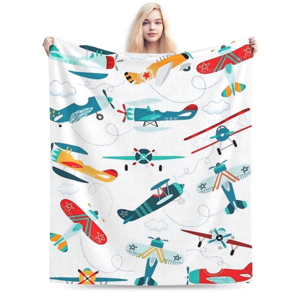 Cute Airplane Blanket Throw Aircraft Blankets for Adult 60x50