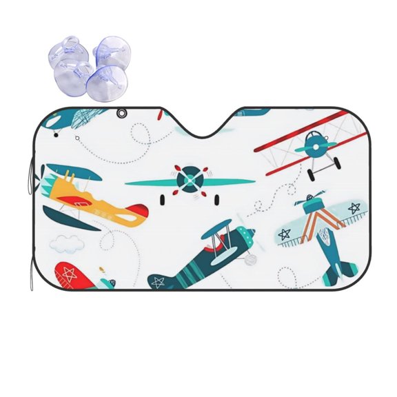 Cute Airplane Car Windshield Sun Shade Universal Fit Auto Sun Visor Protector
