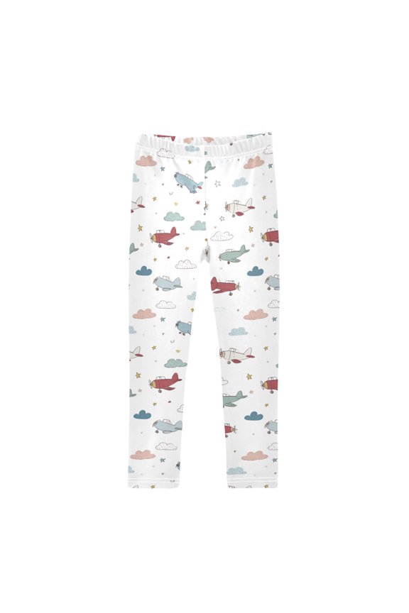 Cute Airplane and Clouds Printed Leggings Yoga Pants for in 4t to 10t