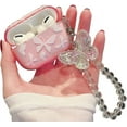 thumbnail image 1 of Cute Airpod pro Clear Case with Keychain,Cute Bling Glitter Butterfly Pattern Design Soft Silicone Smooth Shockproof Compatible with Airpods Pro Charging Case for Girls Women-Pink, 1 of 13