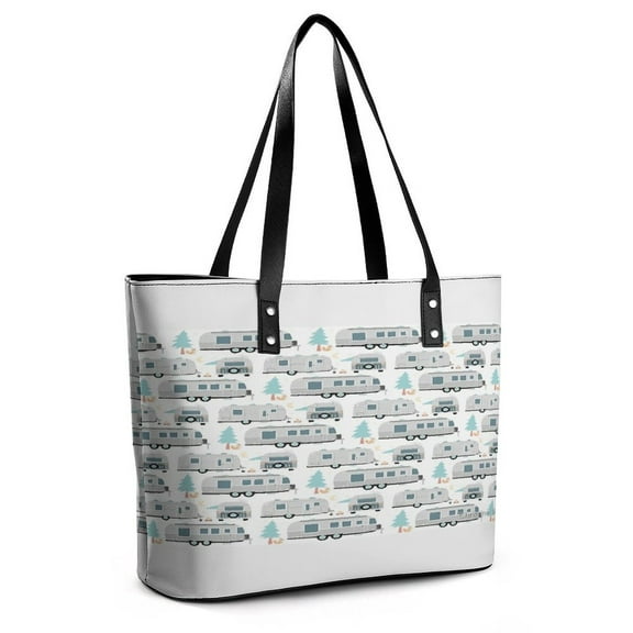 Cute Airstream Pattern Woman Leather Handbags Large Tote Bag Fashion Portable Handbags With Zipper