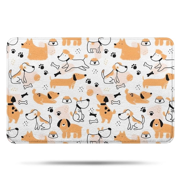 Cute Akita Dog Beagle Bulldog Rottweiler Dachshund Bathroom Rugs Mat,Non Slip Microfiber Bathroom Rug,Rubber Backing,Soft Bathroom Mats for Bathroom Floor,Tub and Shower,17x27in(43x68cm)