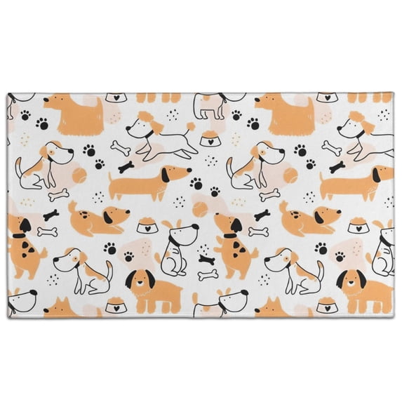 Cute Akita Dog Beagle Bulldog Rottweiler Dachshund Door Rugs,Washable Non Slip Door Mats Indoor,Decorative Door Mats,Entry Mat Indoor for Entrance,Bedroom,Kitchen,Bathroom,17"x30"