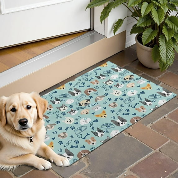 Cute Akita Dog Beagle Bulldog Rottweiler Dachshund Door Rugs,Washable Non Slip Door Mats Indoor,Decorative Door Mats,Entry Mat Indoor for Entrance,Bedroom,Kitchen,Bathroom,16"x24"