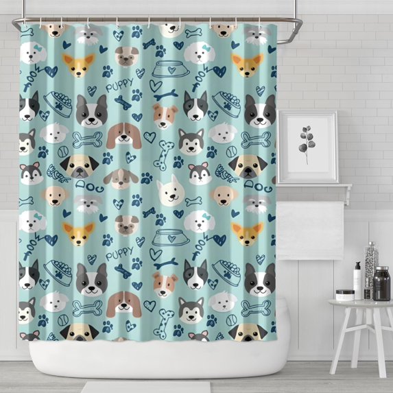 Cute Akita Dog Beagle Bulldog Rottweiler Dachshund Shower Curtain 84"x72" ,Bathroom Decorative Shower Curtains Set with 12 Hooks,Modern Waterproof Washable Shower Curtain
