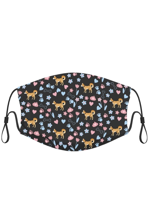 Cute Akita Dog Graphic Printed Cloth Face Masks Reusable Washable Adjustable for Adults (1 PCS)