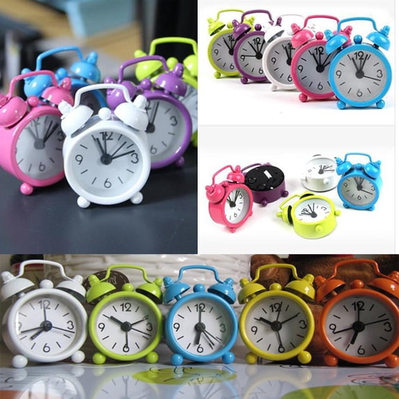 Cute Alarm Clock, Small Desk Clock, Battery Operated Clock, 1.57 in Metal, Red, Analog, 1 Pc, Bedside Placement