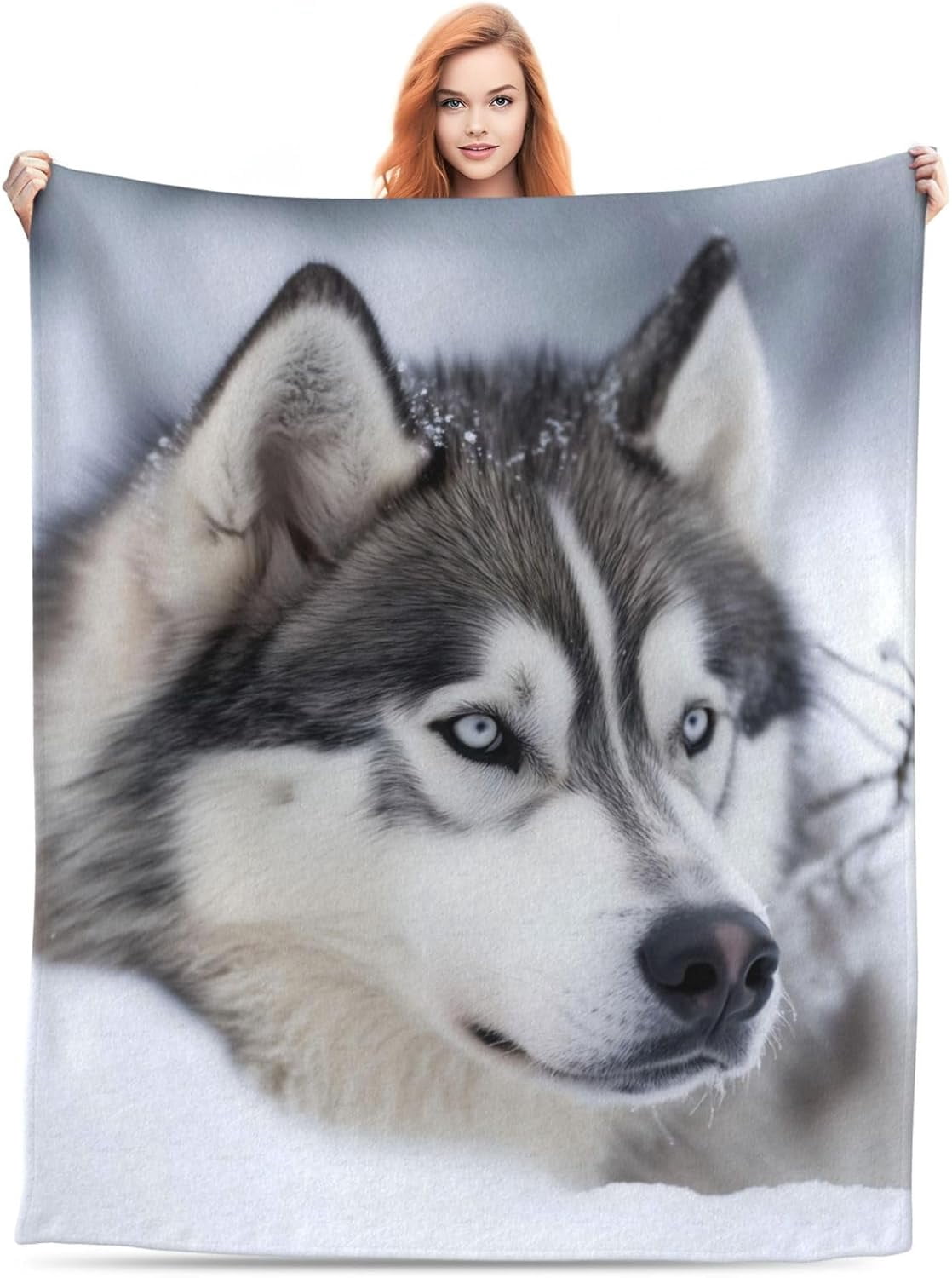 Cute Alaskan Malamute Blanket, Malamute Dog Gifts for Women Adults, Warm Lightweight Soft Winter Animal Alaskan Malamute Throw Blankets for Living Room Bed Sofa Home Decor 60x50