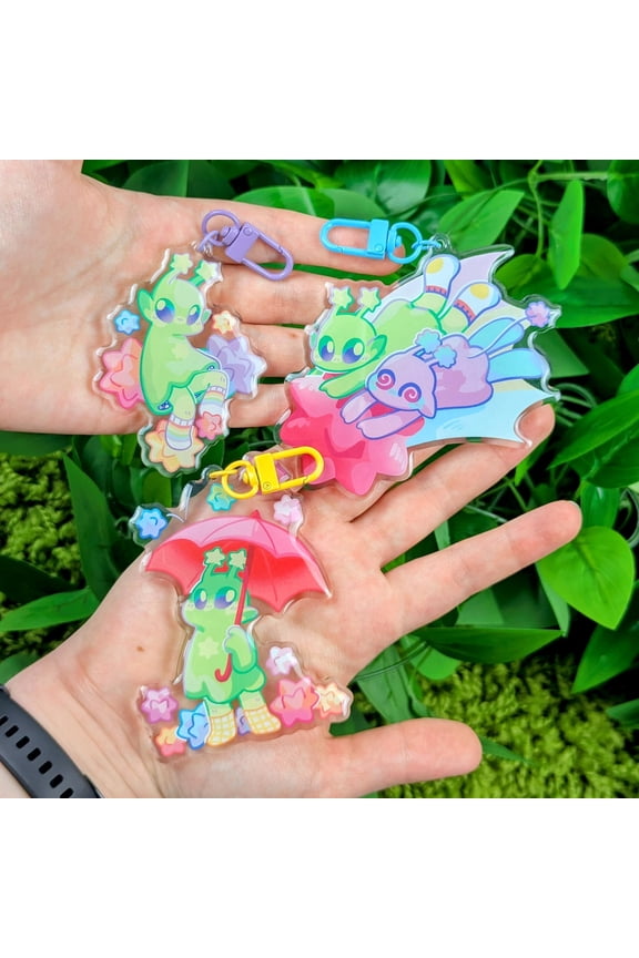 Cute Alien Acrylic Keychain Kawaii Space Character Bag Charm Fun Gift, random 1 pack
